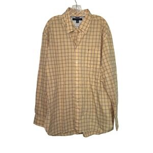 Tommy Hilfiger Yellow Blue Plaid button up shirt men's xl preppy career academia